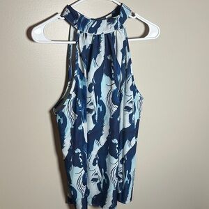 Blue and White Sleeveless Top